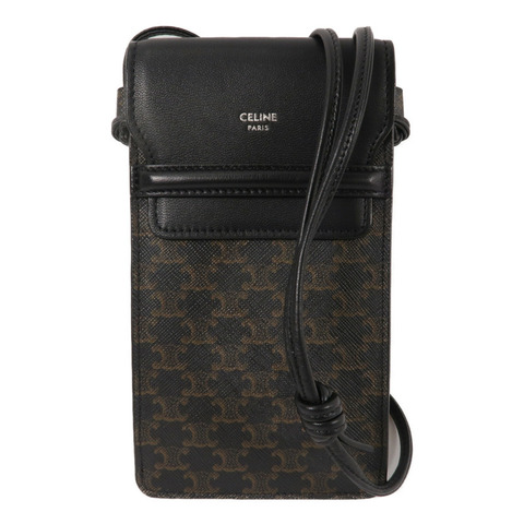 CELINE 牛皮皮革/塗層帆布Triomphe Phone Pouch with Flap肩背袋