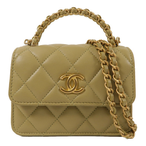 CHANEL 羊皮皮革Chain Shoulder鏈帶手挽肩背兩用袋