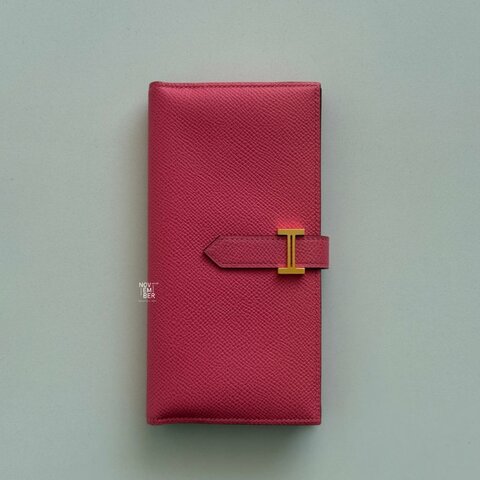 閒置新🩷 Hermès 愛馬仕 Bearn 長夾 唇膏粉金釦