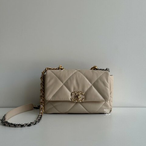 99新🆕 Chanel 香奈兒 19 Bag 米色金釦