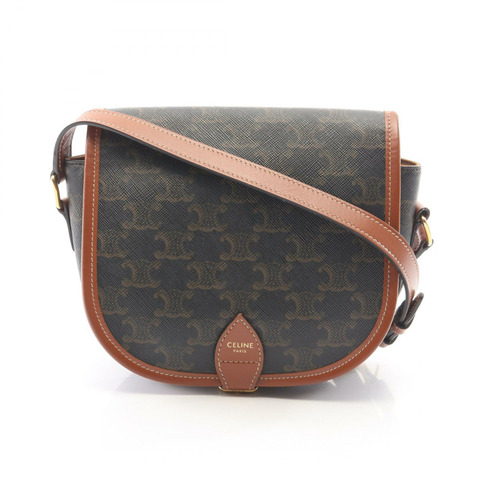 CELINE Folco 中型 Triomphe 單肩包 191502BZJ04LU 帆布 黑色棕色