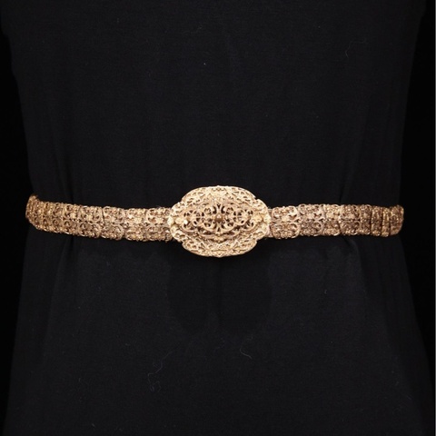 Chanel 素金西阵织雕花腰带