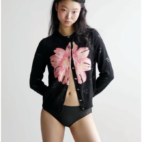 Chanel 24S山茶花亮片cc针织开衫上衣外套