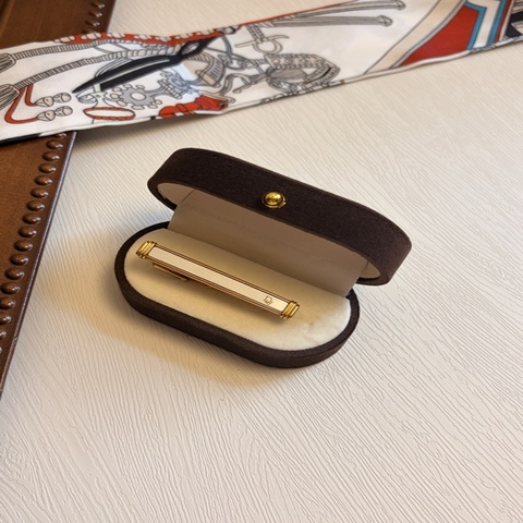 Dior 中古老花金銀雙色拼接領帶夾 西裝配件 禮物