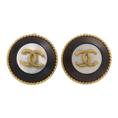 CHANEL 金屬/Wood Vintage Clip-On Earrings耳夾