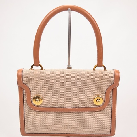 Hermes Piano 米色帆布拼皮Kelly 手提包