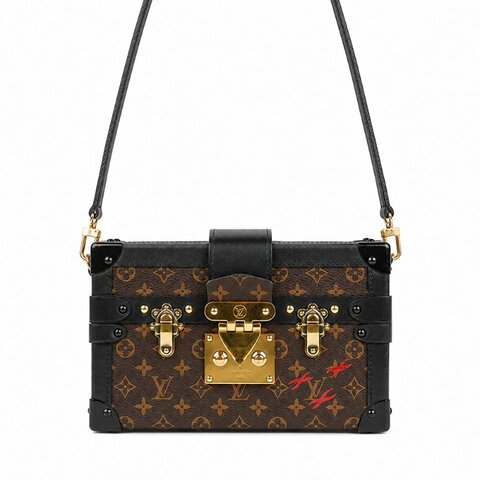 KÉSH 凱仕精品｜Louis Vuitton Petite Malle 老花硬箱包｜LV Monogram 黑邊金釦肩背斜背包｜經典小硬箱收藏款