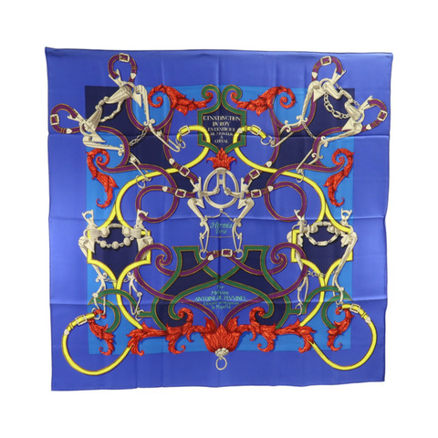 HERMES 絲質Carre 90 Scarf絲巾Bleu Royal