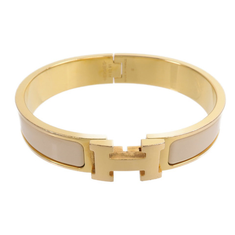 HERMES 金屬/琺瑯Clic H Bracelet手鐲Creme