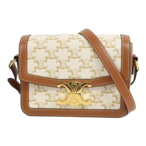 CELINE 牛皮皮革/塗層帆布Classique Triomphe Teen肩背袋