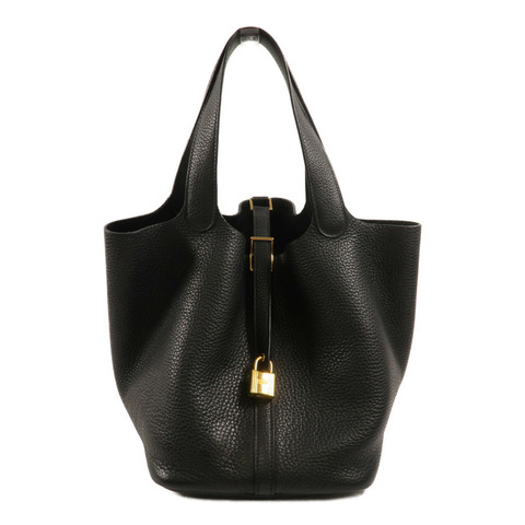 HERMES Clemence皮革Picotin MM手挽袋Noir
