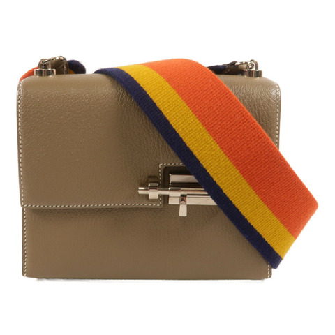 HERMES Chevre皮革Mini Verrou肩背包Etoupe