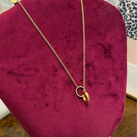 卡地亞 Cartier love雙環項鍊玫瑰金 LOVE吊墜項鍊 雙圈雙環素圈不帶鑽項鍊18K玫瑰金