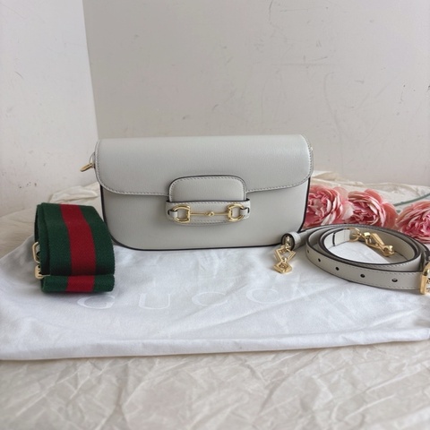 Gucci古馳1955全皮白 斜背包