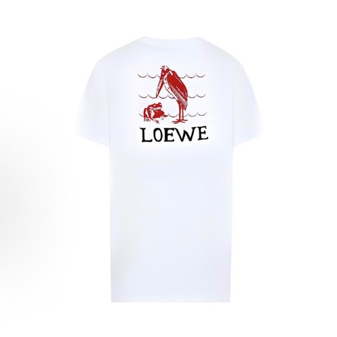 清货LOEWE羅意威 動物圖案短袖 T恤 男女同款 白色 L碼