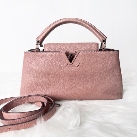 Lv/路易威登Capucines bb  97新CAP粉色全皮手提單肩斜挎包