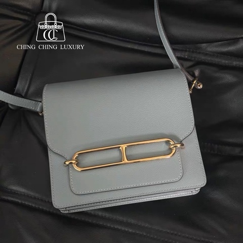🌈Hermes🩵Mini roulis 19🩵J7亞麻藍金扣🌟98.5新🌟Evercolor皮🌟Miniroulis🌟roulis19🌟roulis🌟愛馬仕🌟
