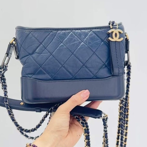 Chanel 香奈兒 經典款 單肩斜挎包 藍色流浪小號