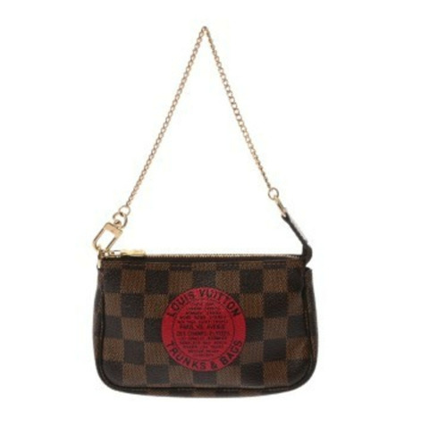 路易威登 (LOUIS VUITTON) Damier Mini Pochette Accessoires 棕色 N58011 女士帆布配件包 A 級二手 Ginzo