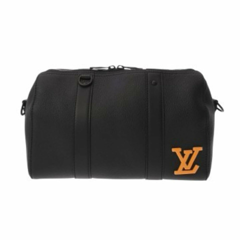 路易威登 (LOUIS VUITTON) Damier Distorted City Keepall 黑色 M57417 男士真皮波士頓包 A 級二手 Ginzo