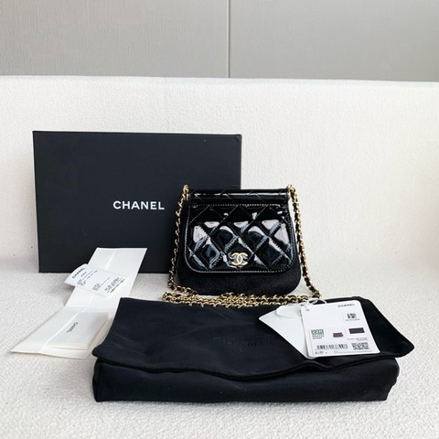 🖤 CHANEL 黑金漆皮元寶鏈條包 🖤
