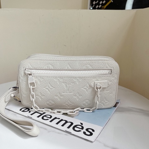 Louis Vuitton 路易威登 白色全皮壓紋virgil手拿包 男女同款 尺寸21*12