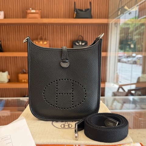 Hermès 愛馬仕 黑銀Mini evelyne伊芙琳（U刻）塵袋