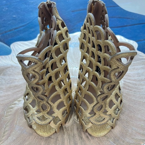 Sergio  Rossi金色鏤空靴子35碼