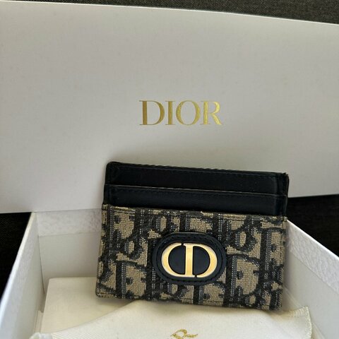 Dior 卡夾 30 Montaigne Freesia 藍色 Dior Oblique 緹花