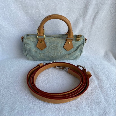 路易威登 Louis Vuitton Speedy Nano 丹寧牛仔包手提單肩包，超有鬆弛感的精緻小包，尺寸 16x10x7.5 cm