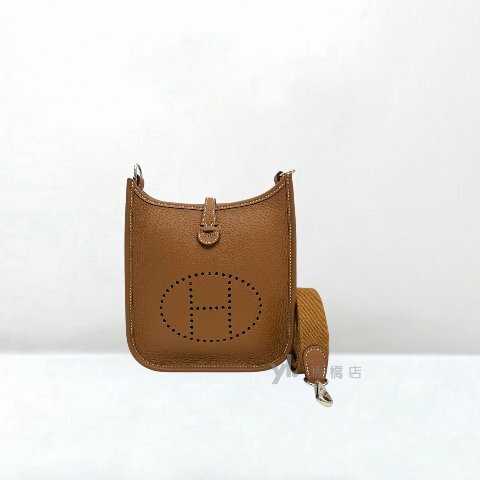 Y2064-Hermes  37金棕TC皮Mini Evelyne16斜背包