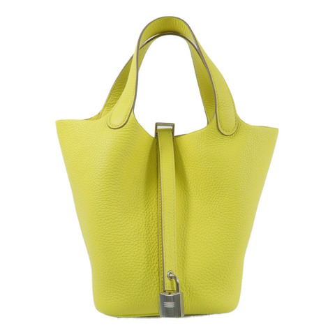HERMES Clemence皮革Picotin PM手挽袋Jaune de Naples