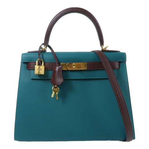 HERMES Epsom皮革Kelly 28 SPO手挽肩背兩用袋Malachite/Rouge Sell