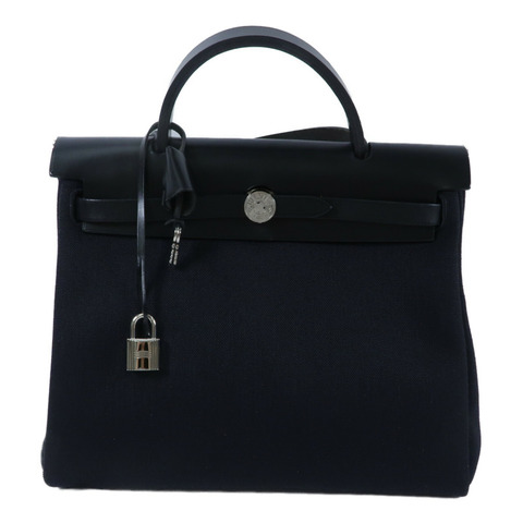 HERMES 帆布Herbag PM手挽肩背兩用袋Noir