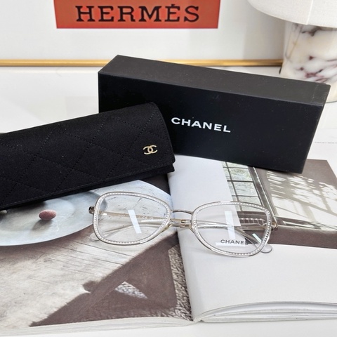 CHANEL 香奈兒 銀色蝶形平光鏡 素顏鏡 配盒