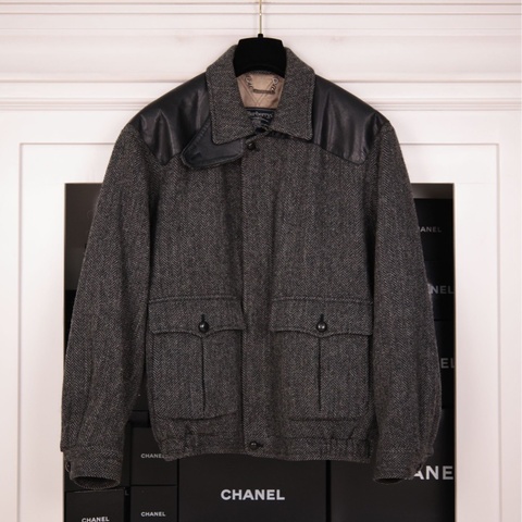 Burberry灰色羊毛斜纹加棉夹克上衣外套