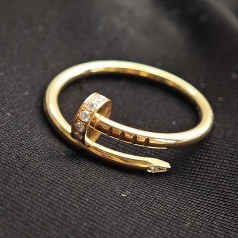 卡地亞 Cartier 窄版首尾鑽釘子戒指 玫瑰金53碼 25年附件套齊