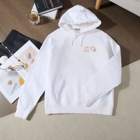 Dior 花卉 CD 圖案連帽口袋衛衣