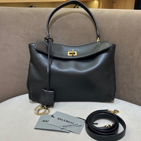 巴黎世家 Balenciaga  rodeo 小號黑金翻蓋牛皮包手提包肩背包斜挎包 金扣