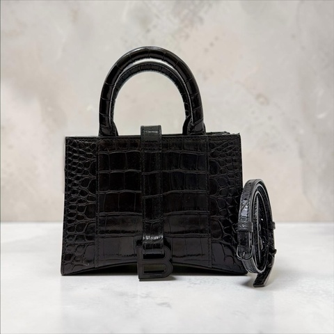 莉亞精品♡ Balenciaga 鱷魚壓紋沙漏托特包 二手美包