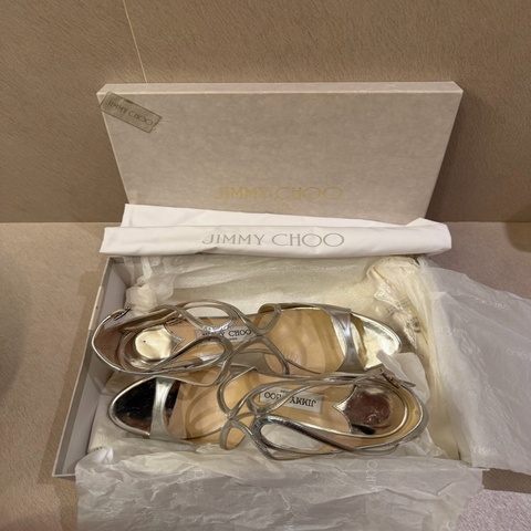 Jimmy Choo ILANG 銀色鏡面高跟涼鞋
