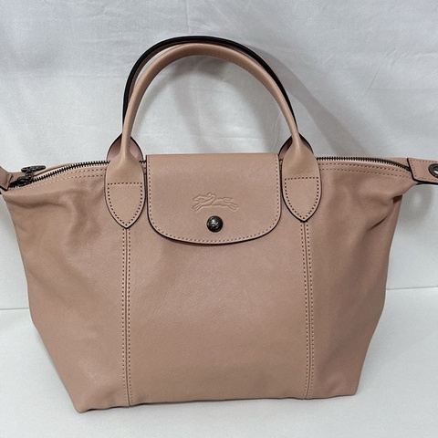 LONGCHAMP LE PLIAGE CUIR羊皮手提包 （淡粉色）（附背帶）斜背包 水餃包1515-757