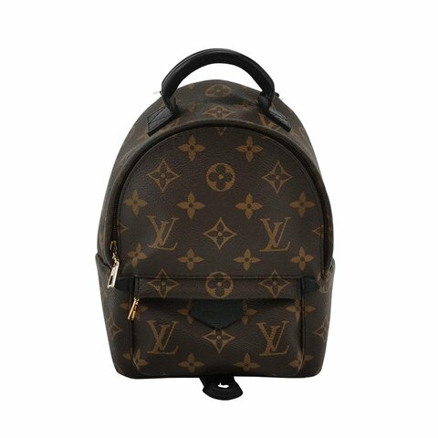 Louis Vuitton (LV) Palm Springs迷你牛皮Monogram印花三角皮標雙肩包