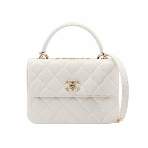 Chanel Trendy CC中羊皮純色菱格絎縫金屬板斜挎包單肩包