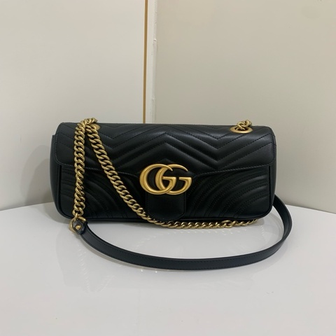 ❤️古馳/Gucci 黑金 中號馬蒙26 單肩包斜挎包