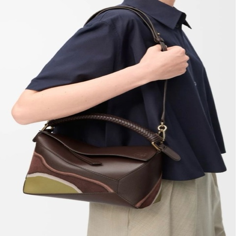 LOEWE PUZZLE EDGE LANDSCAPE CHOCOLATE/LIGHT MOSS