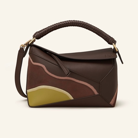 LOEWE PUZZLE EDGE LANDSCAPE CHOCOLATE/LIGHT MOSS