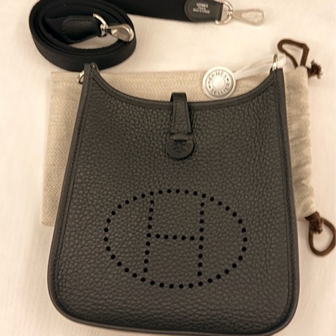 愛馬仕Hermes mini evelyne 16 黑銀全新全配