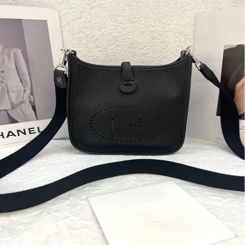 Hermes愛馬仕伊芙琳mini黑銀同色肩帶