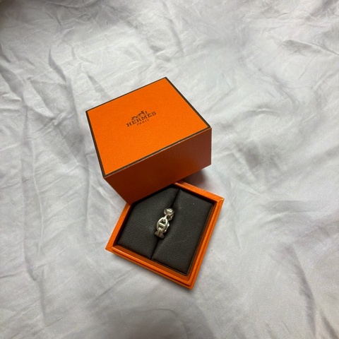 Hermes 豬鼻戒指 53號 925銀 Chaine D'Ancre Enchainee